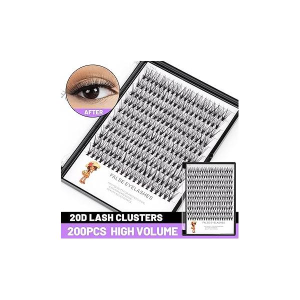 BODERMINCER 20D 8-20mm To Choose 8-10-12-14mm MIX/14-16-18-20mm Mixed Individual Cluster Eyelashes False Eyelash Extensions Bunche DIY at Home (20D-16mm)