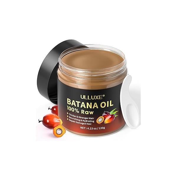 Raw Batana Oil for Hair Growth, Organic Dr. Sebi from Honduras Fuller Hair, Unrefined Cold Pressed Treatment Men & Women Enhances Thickness, Reduce Loss