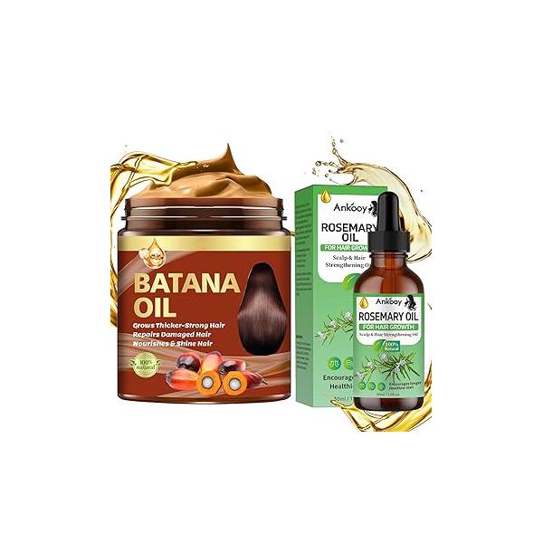 Batana Oil for Hair Growth & Rosemary Growth,Raw Mask Serum,Hair Loss Treatment,Hair Care Dry Damaged Hair,Promotes Thickness Men Women