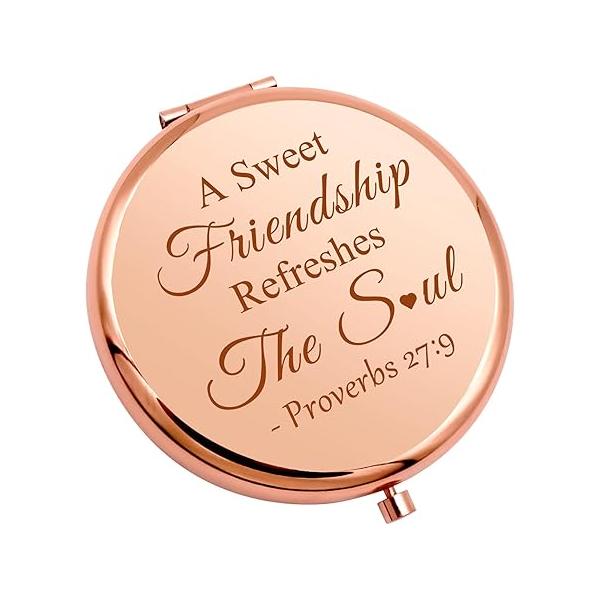 Baptism Gifts for Best Friend Compact Makeup Mirror Religious Friendship Encouragement Scripture Folding Bible Verse Presents Christian Friends Easter Prayer