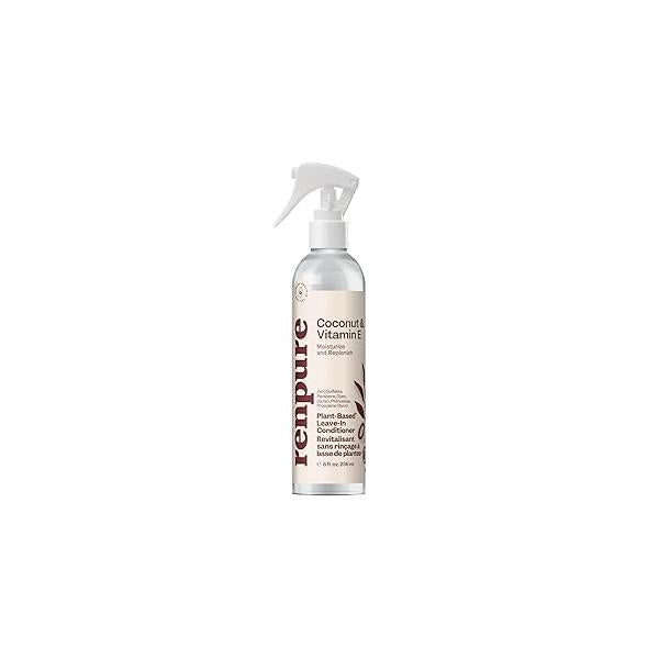 RENPURE Plant Based Natural Leave In Conditioner Spray - Hydrating Vitamin E & Coconut Oil Deep for Hair Beards Sulfate Free, Anti Frizz, Heat Protectant Detangler