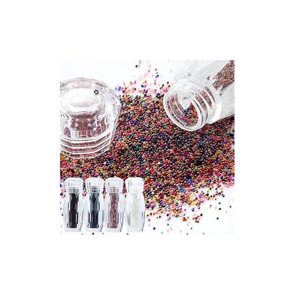 4 Bottle Micro Pixie Beads Gravel Nail Crystals For Nails Multicolor Strass Glass Caviar Art 3D Decorations (grape purple,dark blue, mixed color,crystal AB)