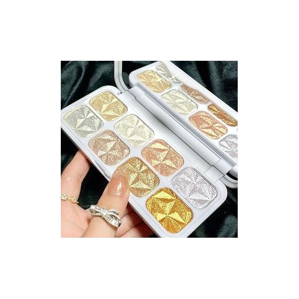 evpct 8 Colors Highlighter Makeup Palette for Face Highlighters & Luminizers iluminadores de maquillaje profesional Gold Cheek Diamond Shimmer Stick Glitter Contour Bronzer and