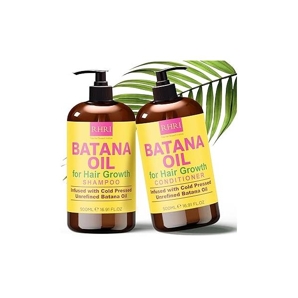 Batana Oil Shampoo and Conditioner Set | Raw Organic for Hair Growth Clarifying & Thickening Treatment Thinning Men Women