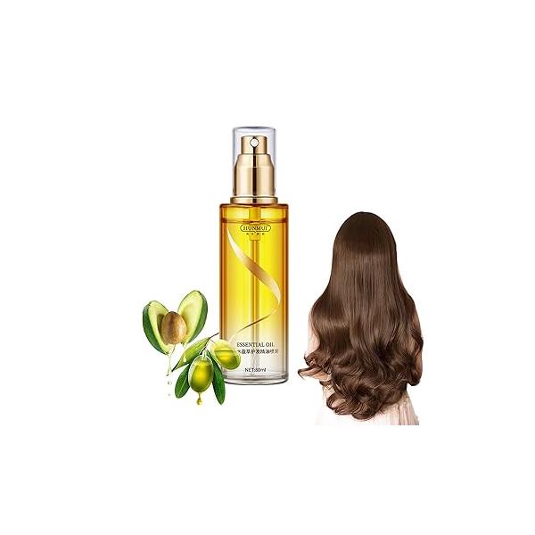 Avocado Hair Essential Oil Spray,Hair Strengthening Treatment Oil, Lightweight, Luminous Shine, Jojoba Seed Pure for - Moisture, Strength, Repair
