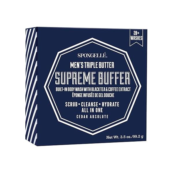 Spongellé Men's Triple Butter Supreme Body Wash Infused Buffer, Cedar Absolute