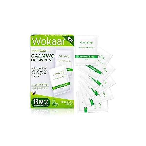Post Wax Aftercare Oil Wipes - Refill Pack with 18 Balm Wipes, Removes Residue, After Care for Face, Bikini,Legs Area