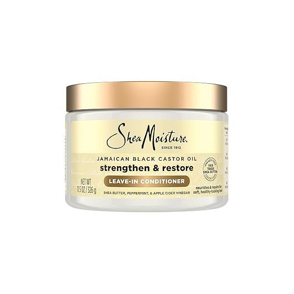 SheaMoisture 100% Pure Jamaican Black Castor Oil Leave In Conditioner For Damaged Hair and To Soften Detangle 11.5oz