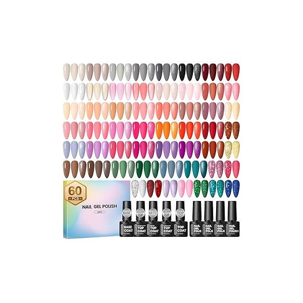 COSCELIA 52pcs Gel Nail Polish Kit with U V light 35 Summer Colors Set Cream Color Collection 5PC Top Base Coat Art Manicure for Beginners Everything Gifts Women