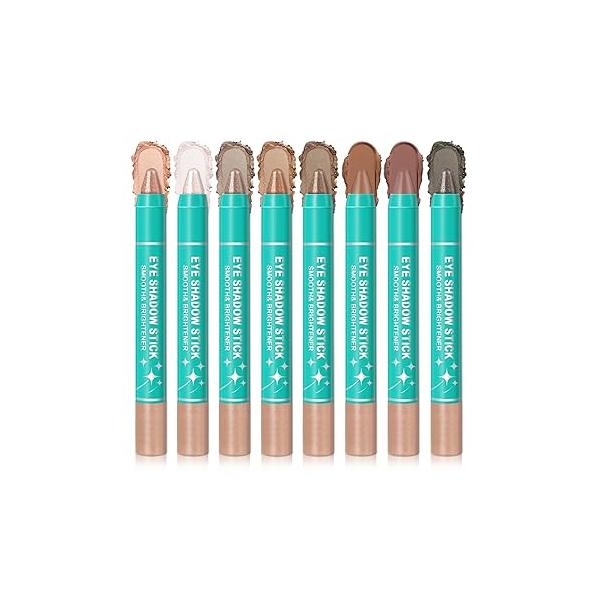 8PCS Eye Shadow Sticks,Shimmer Cream Eyeshadow Stick Set,Eye Brightener Stick,Lightweight Smooth for Older Women,Teenagers,Middle-aged,Sombras Para Ojos,Eyeshadow Makeup
