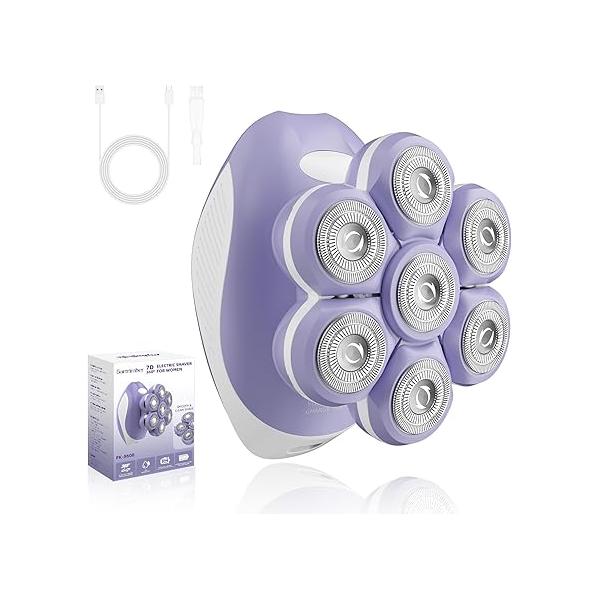 7D Electric Razor for Women: Fast & Painless Full-Body Shaver Legs Face - Waterproof Hair Remover with Light Travel Cover Wet/Dry Use, Smooth Close Shave, Birthday Mother’s Gift