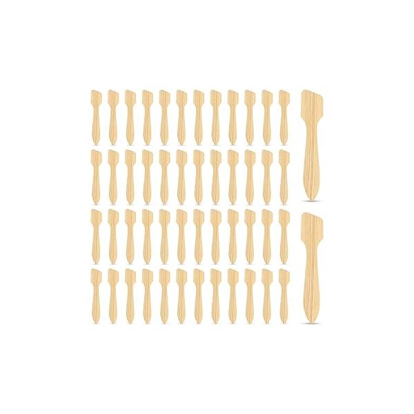 Bamboo Cosmetic Spatulas (50 Pack) - Biodegradable Spatula for Creams, Skincare & Crafts | Essential Esthetician Supplies Eco-Friendly Makeup Applicator Lotion Facial Use Natural BPA Free