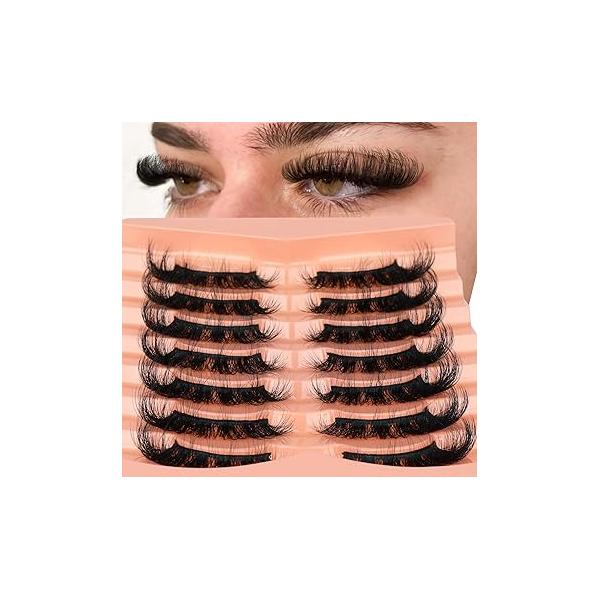 Natural False Eyelashes Wispy Lashes 17mm that Look Like Lash Extensions 7 Pairs Volume Eye Multipack by Focipeysa