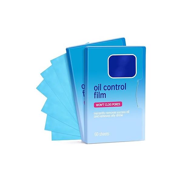 2 Packs Oil Blotting Sheets for Face (120 Sheets) - Absorbing Papers Oily Skin, Makeup-Friendly & Portable Wipes