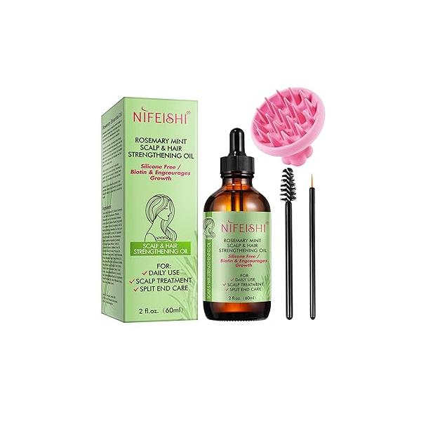 Rosemary Oil for Hair Growth & Strengthening, Organic 60ml, Mint Essential Scalp, , Eyelashs, Eyebrows, Skin, Body Massage