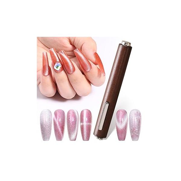 Nail Magnet Tool, 3 in 1 Cat's Eye Powerful Stick for Cat Gel Polish Flower Line Flat Multi-Purpose Length Home Salon DIY