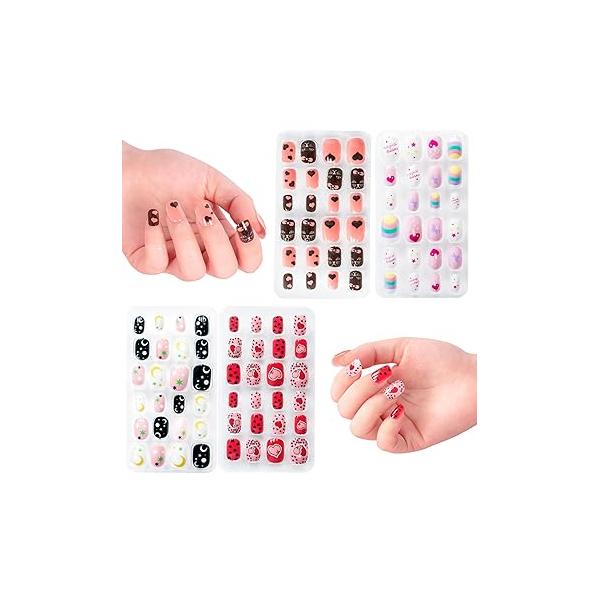 krofaue Kids Short Clear False Nails - 240Pcs Full Cover Press on for Little Girls Children Fake Fingernail Decoration 10 Sizes Soft Gel Nail Tips