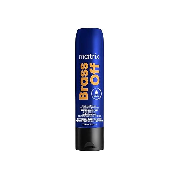 MATRIX Brass Off Blue Conditioner - Tones and Removes Brassy Orange Undertones, Pigmented For Color-Treated Hair Lightened Brunettes, Vegan