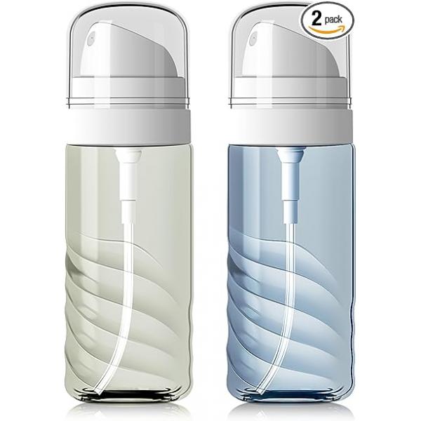 2 Pack 60ML Small Spray Bottle, Portable Refillable Travel Bottle for Hair, Cleaning, Beauty, Fine Mist, Leak Proof, Lt. Blue and Green