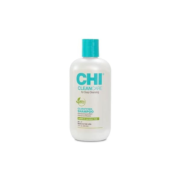 CHI CleanCare Clarifying Shampoo, Deeply Cleanses Hair & Scalp, Removes Build Up Restores Moisture To Hair, Sulfate, Paraben, Cruelty-Free, 12 Oz