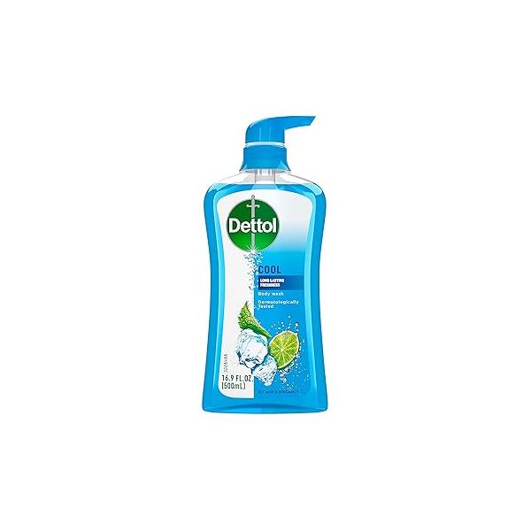 Dettol Cool Body Wash and Shower Gel, with Mint Bergamot, 16.90 Fl Oz (Pack of 1)