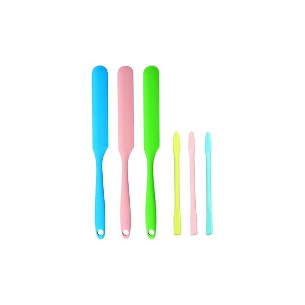 6PCS Non-Stick Wax Spatulas Set, Silicone Spatula Hair Removal Sticks Applicator Reusable Hard Scraper,Eyebrow For Home Salon Body Use (6PCS)
