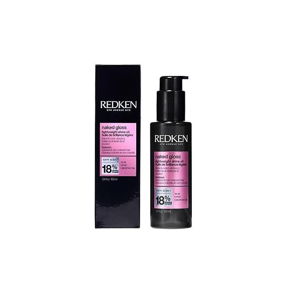 Redken Naked Gloss Shine Oil - Adds Shine, Protects from Heat Damage and Controls Frizz, Infused with Omega-9, Lightweight Formula, For Color-Treated Hair