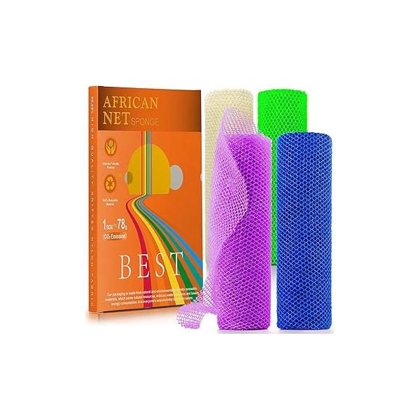 3 Pieces Exfoliating Washcloth Shower Towel African Net Sponge Japanese Wash Cloth Face Loofah Body Scrubber for Exfoliation