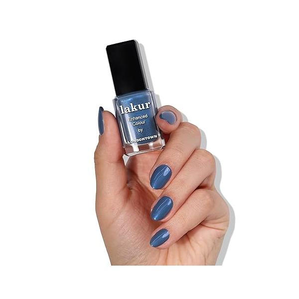 LONDONTOWN lakur Nail Polish - Chip-Resistant, Non-Toxic, Conditions & Hydrates Nails Glossy Shimmery Glittery Blue, .40 fl oz
