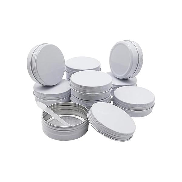 12pcs 1oz 30 ml Aluminum Tin Jar, 30g Refillable Makeup Container, Gram White Screw Lid Round Can Sample Pot for Cosmetic DIY, Handmade, Lip Balm, Cream, Salve, Toner, Candle, Paint, Scrub