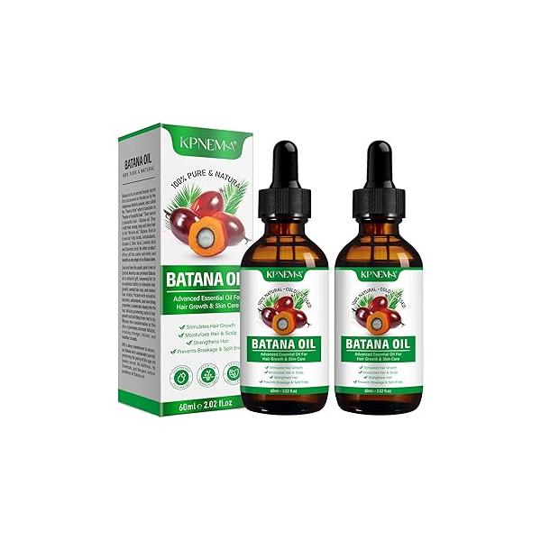 Batana Oil for Hair Growth, 2 Pack 100% Pure Natural Organic, Moisturizing Skin and Care Dryness Roughness, Anti-aging (2.02 Fl Oz (Pack of 2))