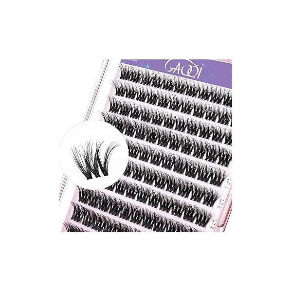 GAQQI Lash Clusters, Cluster Eyelash Extensions 110 Lashes, Wispy Volume Clusters 10-14mm, Multilayered 3D Fluffy Individual Soft and Thin Band (3D-GQ08)