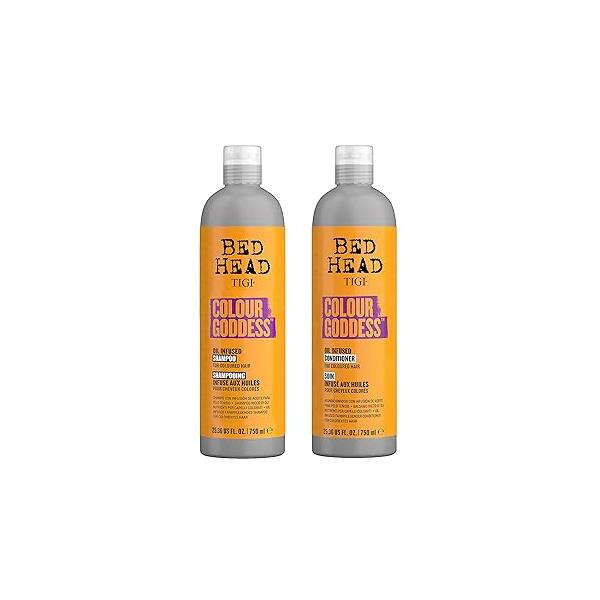 Bed Head by TIGI Moisturizing Shampoo and Conditioner Set for Colored Hair, Colour Goddess Hair Care with Sweet Almond & Coconut Oils, 25.36 fl oz, 2 Pack