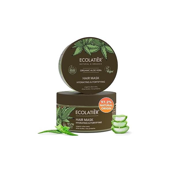Aloe Vera Hair Mask with Organic for - Hydrating & Fortifying, 96.9% Natural, Vegan, Deep Treatment Damaged, Dry Curly Hair, Shea Butter Rice Proteins, 8.5 Fl Oz