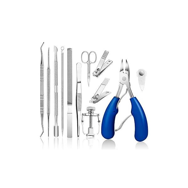 12PCS Ingrown Toenail Tool Treatment Pedicure Tools，Ingrown Kit Nail Clipper Set By JTIEO