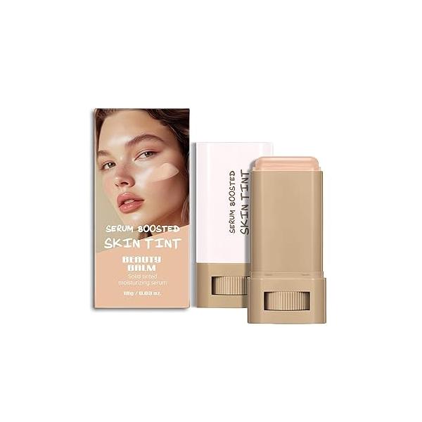 2 Pcs Foundation Stick Beauty Balm Serum Boosted Skin Tint Solid Tinted Moisturizing Contour for Women Natural Finish Makeup (#03, 0.63 OZ)