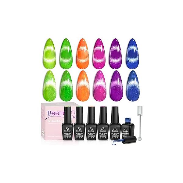 Beetles Jelly Gel Nail Polish, 6 Colors Milky White Sheer Pink Nude Brown Translucent Polish Art Manicure Salon DIY Uv Lamp Cured Design Decoration Home -Colorful Bottle