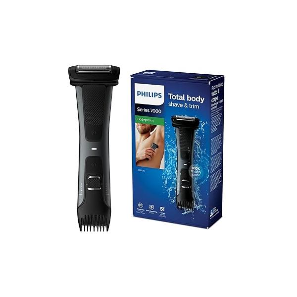 Philips Bodygroom 7000 Trimmer & Shaver Showerproof Groin and Body Men's Epilator Precise Grooming, Adjustable Comb for Above Below The Belt