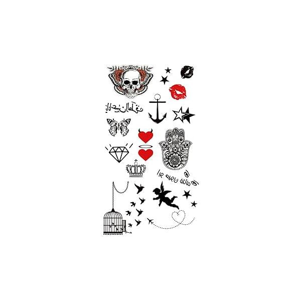 MapofBeauty 2 pcs Black Moon Flower Prints Temporary Waterproof Tattoo Sticker