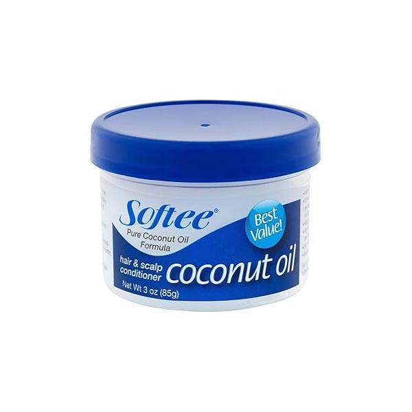 Softee Pure Coconut Oil Formula Hair and Scalp Treatment 3 Ounces each 2 Pack (6 Total)