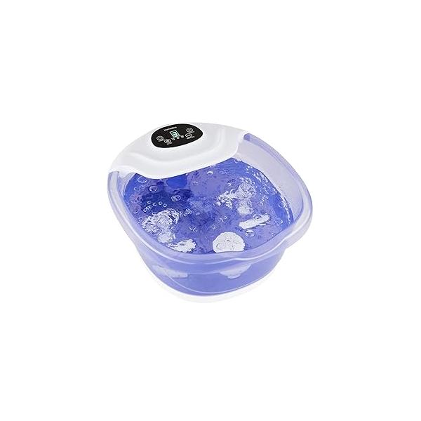 HoMedics Salt-N-Soak Footbath with Heat Boost and Soaking Salt Starter Kit, 4 Soothing Massage Rollers, Toe-Touch Controls, Splash Guard, Bubble, Vibration Massage, Bath Dispenser, LED Display