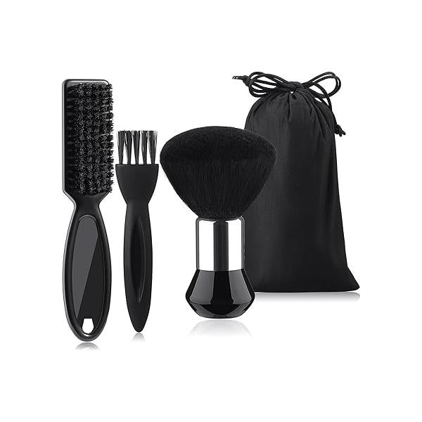 Patelai 3 Pieces Neck Duster Brush Barber Hair Blade Clipper Soft Nylon Trimmer Shaver Razor Cleaning with Storage Bag for Styling(Gold)