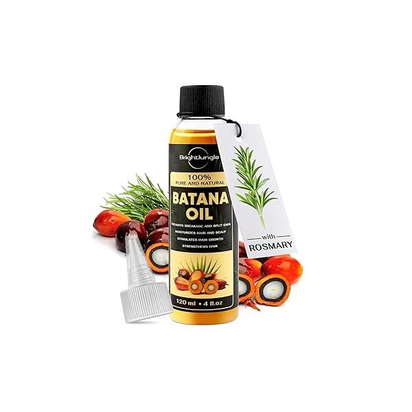 Batana & Rosemary Oil for Hair Growth - 100% Pure Organic Blend (4 FL OZ) with Scalp Massager Applicator Dr. Sebi Inspired Formula For Men Women