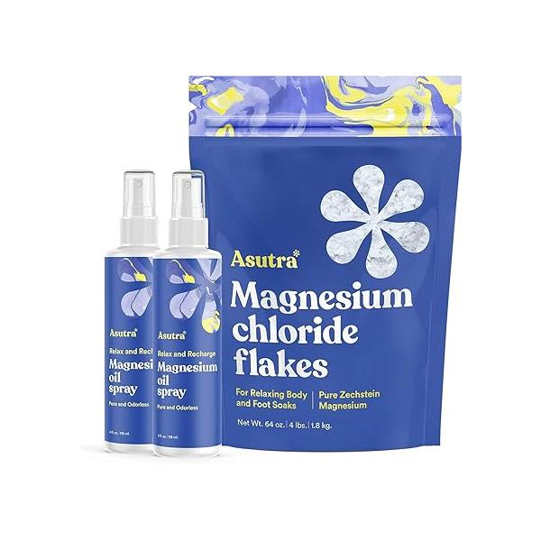 ASUTRA Magnesium Oil Spray, 4 fl oz - Topical Magnesium, Rapid Absorption, Pure, Odorless and Non-Greasy, Derived from Zechstein Seabed