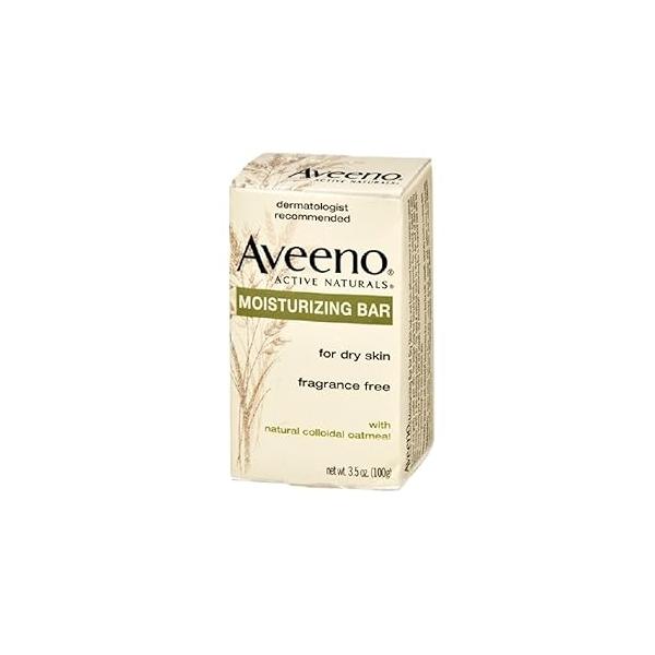 Aveeno Gentle Moisturizing Bar Facial Cleanser with Nourishing Oat for Dry Skin, Fragrance-free, Dye-Free, & Soap-Free, 3.5 oz (Pack of 2)