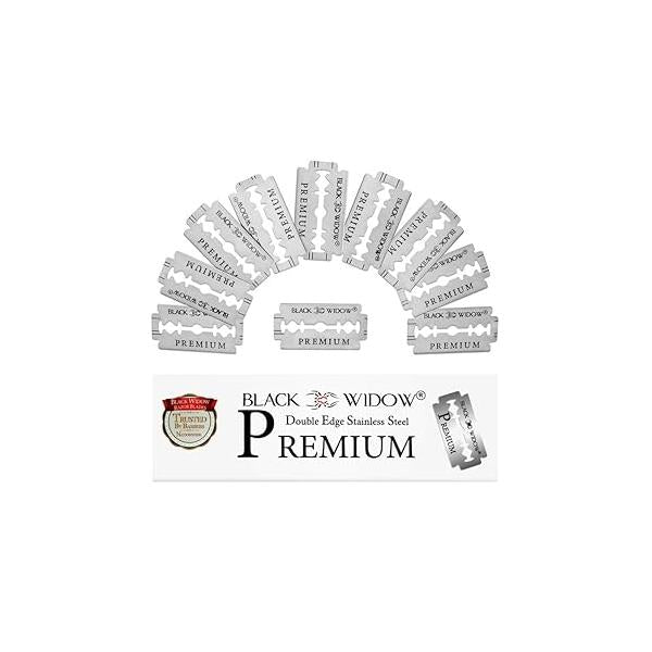 Black Widow Premium Double Edge Swedish Steel Razor Blades for Safety and Straight Razors - (100 Count)