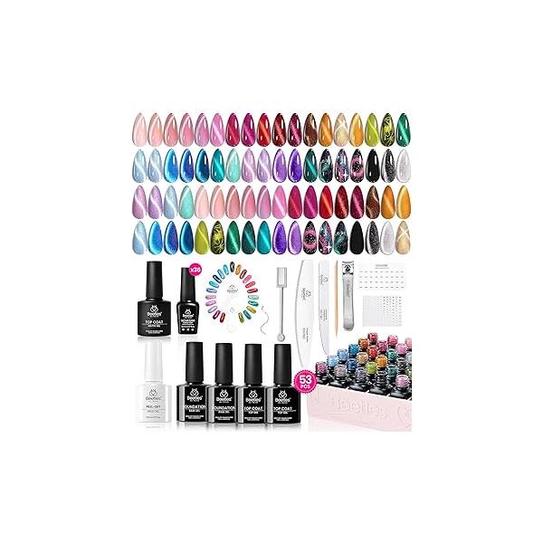 Beetles Gel Nail Polish Set - 20 Pcs Neon Soak Off Uv LED Gold Sliver Glitter Kit Blue Pink Black White for Art Salon Gift Women