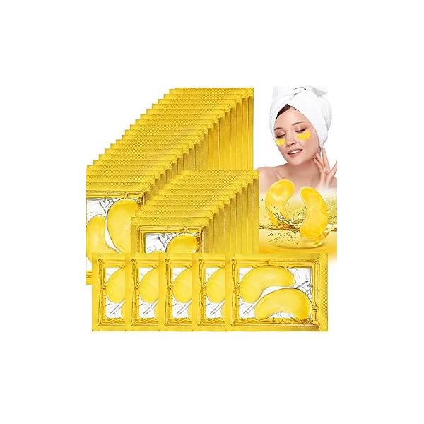 Gold Under Eye Patches - 30 Pairs Golden Glow for Dark Circles,Gold Moisturizing Skin Mask Women,Eye Circles Masks Bags and Wrinkles