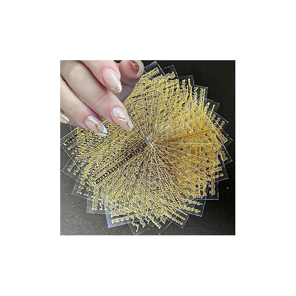 30 Sheets White Flower Nail Art Stickers, with Rhinestones Designs Decals 3D Self Adhesive Stickers Supplies for Nails Decorations