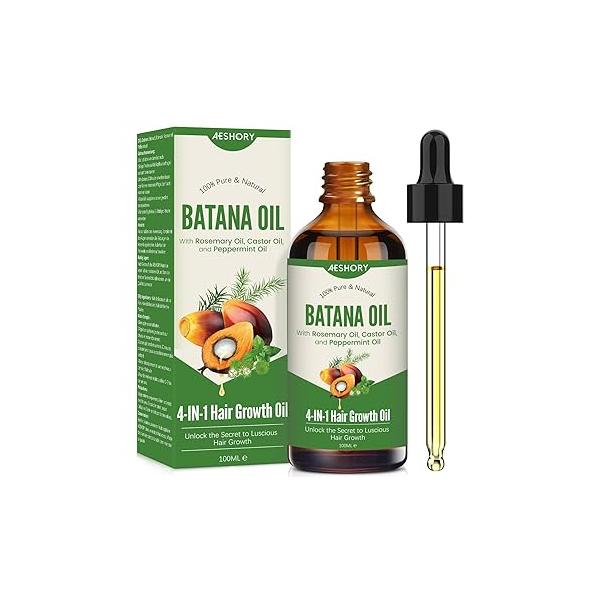Aeshory Batana Oil for Hair Growth, 4-IN-1 with Rosemary Oil, Castor Peppermint - 100% Natural Thickness, Prevents Loss Men & Women
